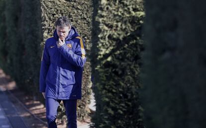 Luis Enrique, antes de la rueda de prensa en la Ciudad Deportiva.