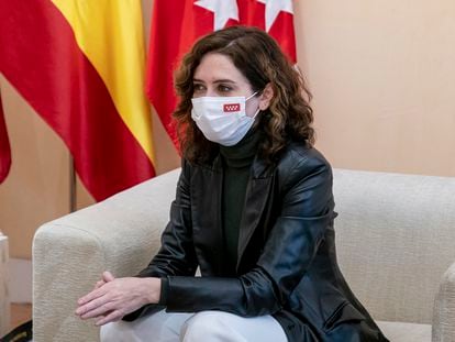 La presidenta de la Comunidad de Madrid, Isabel Díaz Ayuso, este miércoles en un acto oficial en la Real Casa de Correos.