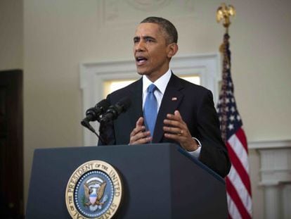 El president dels EUA, Barack Obama, durant la roda de premsa. 