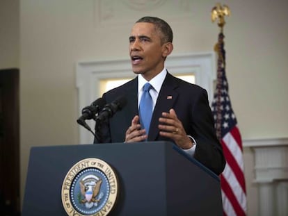 El president dels EUA, Barack Obama, durant la roda de premsa. 