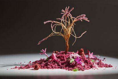 Plato Cerezo en flor del restaurante de Quique Dacosta en Dénia