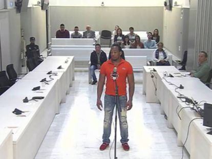 Uno de los condenados, durante su declaración en el juicio celebrado en la Audiencia Nacional.