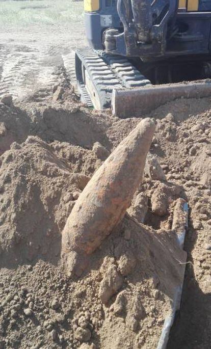 Obús de la Guerra Civil Española encontrado en el Palacio del Infante en Boadilla del Monte.