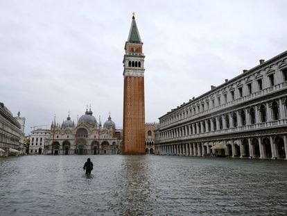 La plaza de San Marcos, inundada este martes.