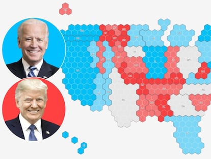 Consulte abajo los datos de encuestas y predicción por Estados / EL PAÍS