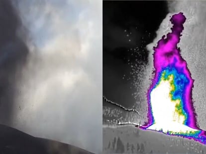 Vídeo | La lava del volcán de La Palma, vista con cámara térmica