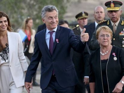 Bachelet y Macri en Colina, Chile, durante un encuentro bilateral celebrado en febrero.