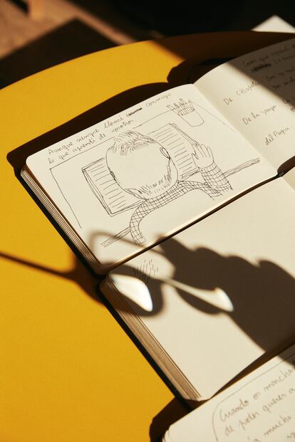 Boceto de uno de los autorretratos que aparecen en Para los míos.