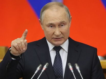 El presidente ruso, Vladímir Putin, durante un acto en San Petersburgo, este miércoles.