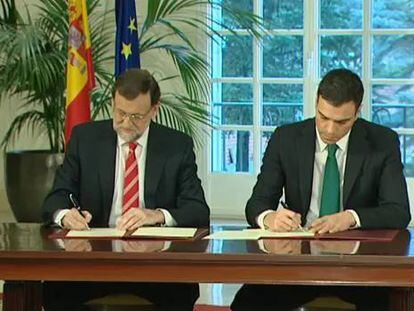 Rajoy y Sánchez firman el pacto contra el terrorismo yihadista