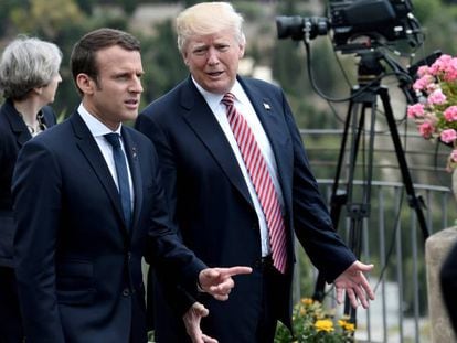El presidente franc&eacute;s Emmanuel Macron y el estadounidense Donald Trump en la cumbre del G7.