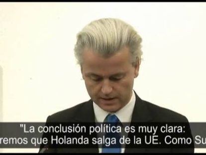 El político Geert Wilders presenta en La Haya un informe de la consultora Capital Economics.