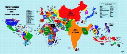Mida dels països segons la seva població el 2015.