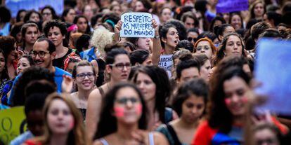 Manifestación en Sao Paulo por el Día de la Mujer.