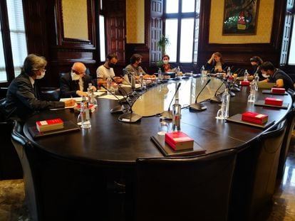 Una imagen de la reunión, este martes, de la Mesa del Parlament. /EUROPA PRESS