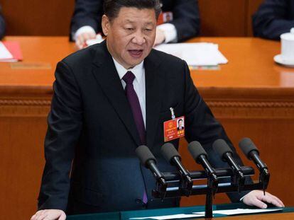 El presidente Xi habla durante el cierre de la asamblea legislativa anual, este martes en Pekín.