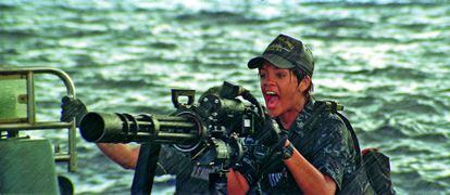 Rihanna en una escena de 'Battleship'.