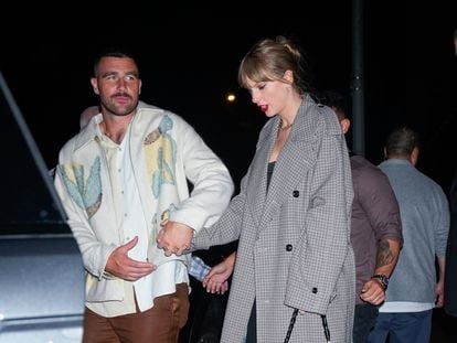 Travis Kelce y Taylor Swift, la noche del 15 de octubre de 2023 en Nueva York.