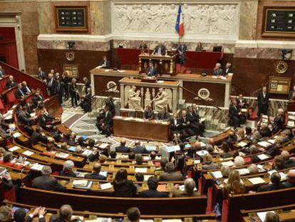 La Asemblea Nacional Francesa durante el discurso de Manuel Valls, este martes en Paris.