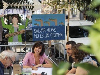 Una instalación de ClimAcció en la calle Casp de Barcelona.