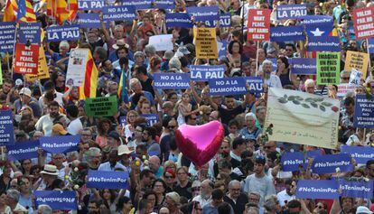 Manifestación del sábado en Barcelona contra el terrorismo.
