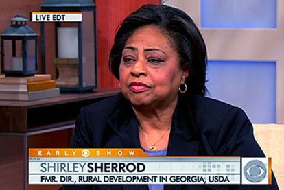 Shirley Sherrod, durante una entrevista en la cadena de televisión CBS.