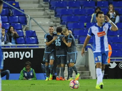 Javi L&oacute;pez y Hern&aacute;n P&eacute;rez, en la derrota del Espanyol ante el Celta. 