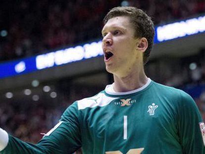 El portero danés Niklas Landin Jacobsen durante el partido contra España