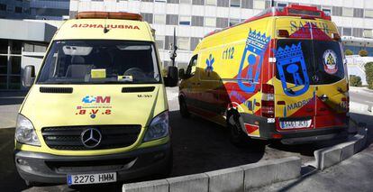 Ambulancias del servicio sanitario de Madrid. 
