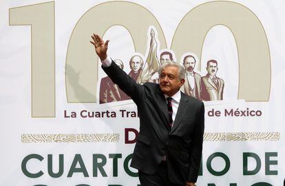 El presidente de México, Andrés Manuel López Obrador, el pasado martes durante la presentación del informe de gestión de los primeros 100 días de 2022.