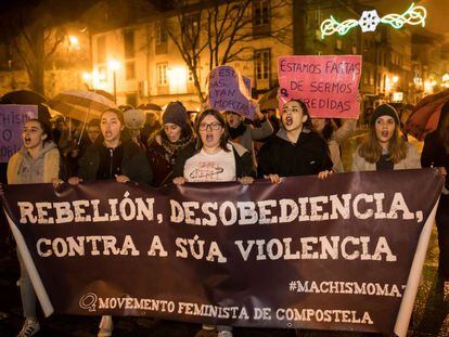 Manifestación en Santiago de Compostela en contra de la violencia de género y en apoyo a Diana Quer el pasado 2 de enero.