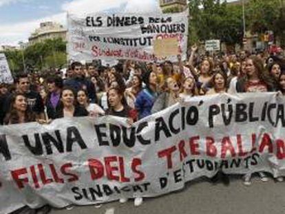 Manifestación de estudiantes en Barcelona