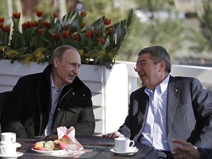 Putin y Bach, desayunando durante los Juegos de Sochi 2014.