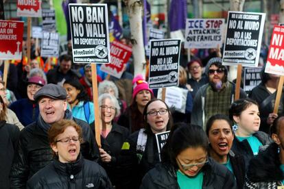 Una manifestación en Seattle contra el decreto migratorio de Trump, el pasado 17 de febrero.