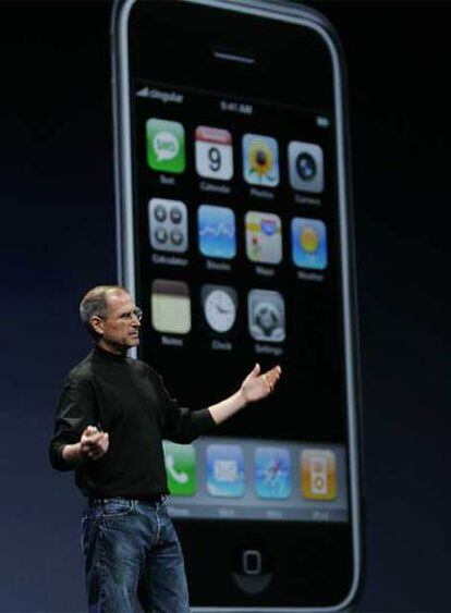 Steve Jobs, durante la presentación del iPhone.