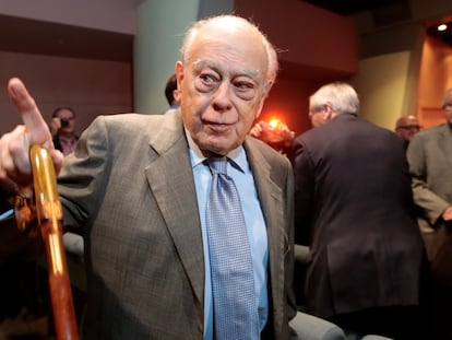 El expresidente de la Generalitat Jordi Pujol a su llegada al homenaje que la entidad Amics de Jordi Pujol le rindió recientemente en Barcelona.