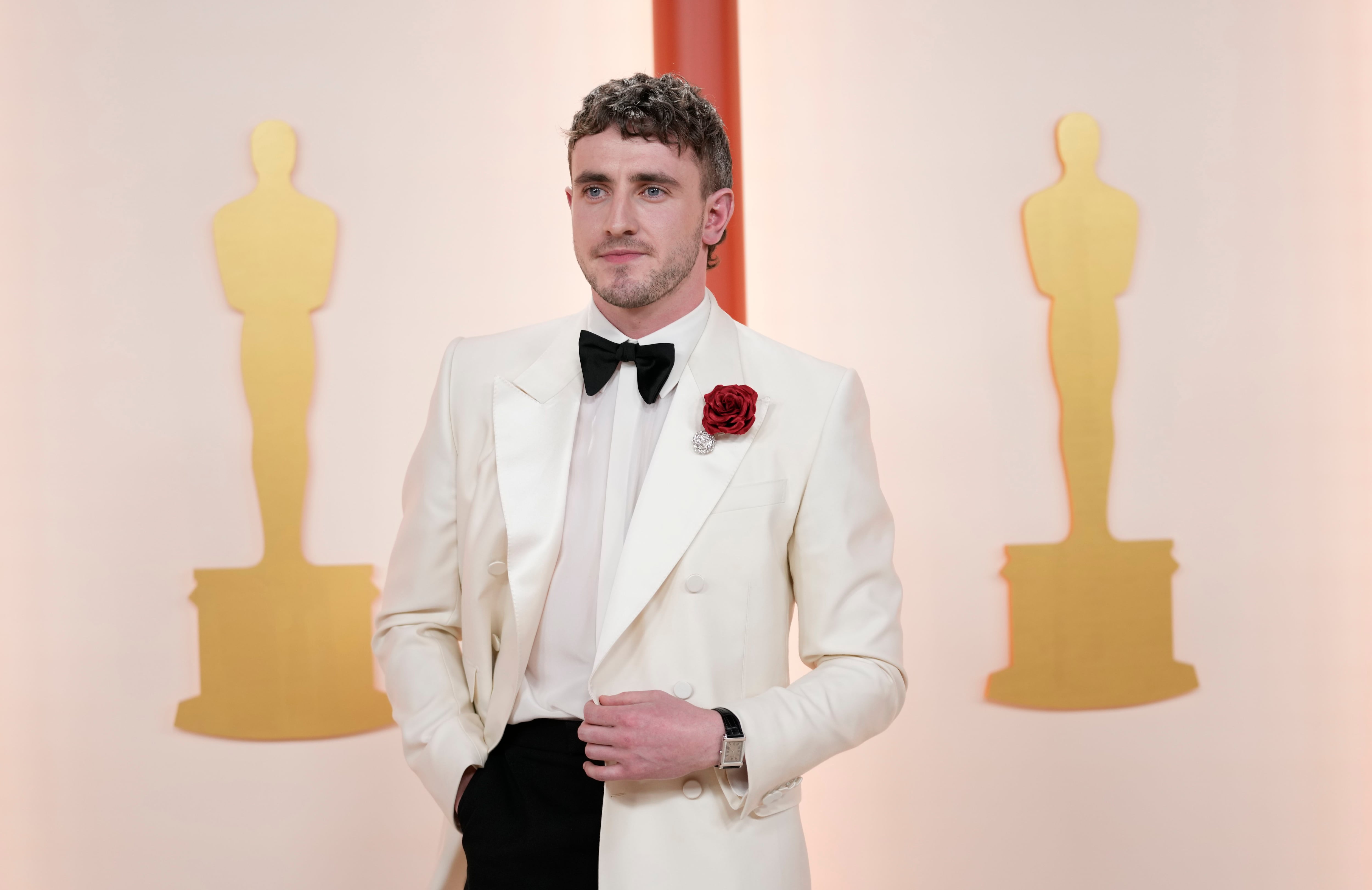 Paul Mescal arrives at the Oscars on Sunday, March 12, 2023, at the Dolby Theatre in Los Angeles. (AP Photo/Ashley Landis)