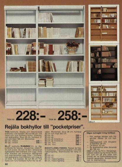En 1979, la icónica estantería 'Billy' hace su primera aparición. Es probablemente el artículo más popular que IKEA haya comercializado. La compañía afirma que se vende una unidad cada cinco segundos. Se ha convertido en un objeto en el que se inspiran muchos competidores de la empresa.
