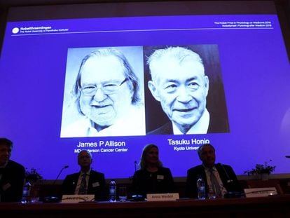 James P. Allison y Tasuku Honjo han sido galardonados hoy con el Nobel de Medicina.