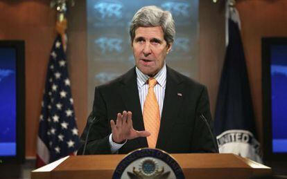 El secretario de Estado, John Kerry, durante la conferencia de prensa.