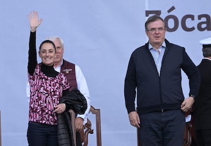 Claudia Sheinbaum y Marcelo Ebrard, durante un evento en Ciudad de México, el pasado 18 de marzo.