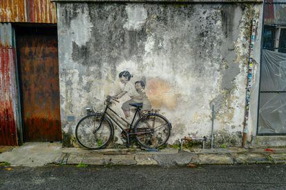 Mural en una calle de Penang, Malasia.