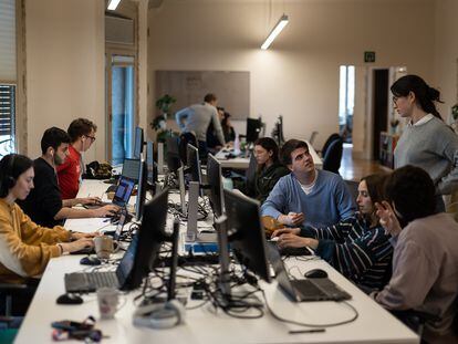 Oficina de la empresa Basetis en Barcelona, dedicada a las tecnologías de la información, en marzo.