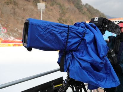 Un cámara, durante un entrenamiento de los Juegos de Pyeon Chang de 2018.
