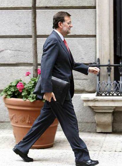 Mariano Rajoy llega al Congreso para debatir una moción sobre la Ley del Aborto, el pasado martes.