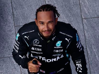 Hamilton, en el podio.