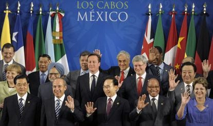 Foto de familia de los líderes reunidos en el G-20.