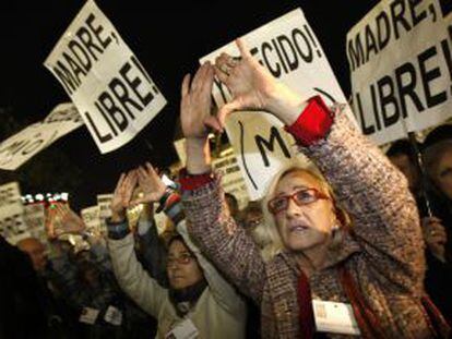 Concentraci&oacute;n en Madrid, en enero de 2008, a favor del derecho de la mujer al aborto.