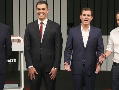 Rajoy, Sánchez, Rivera e Iglesias, este lunes.