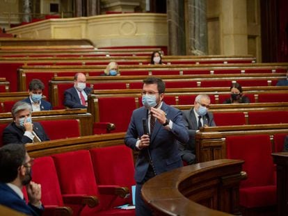 Pere Aragonès aquest dimecres al Parlament.
 